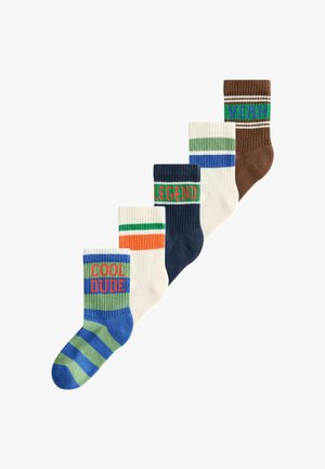 Next, 5 PACK - Ponožky - ecru brown slogan stripe