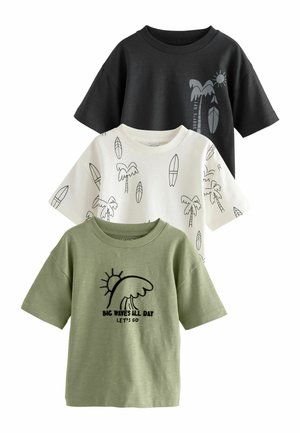 Next REGULAR FIT - SHORT SLEEVE - 3 PACK - Print T-shirt - mono khaki green