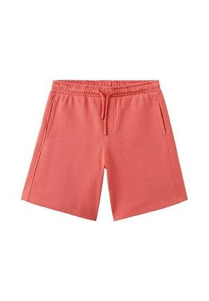 Ljubičasto-narančaste ležerne kratke hlače s elastičnim pojasom, vezicom, bočnim džepovima i ravnim krojem prikladnim za opuštenu odjeću.