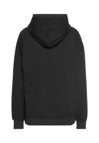 Felpa nera con cappuccio realizzata in tessuto morbido, con maniche lunghe e una vestibilità rilassata. Senza loghi o design visibili. Retro senza cuciture.