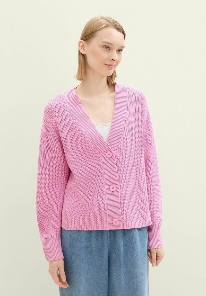 TOM TAILOR DENIM V NECK CARDIGAN - Kardigán - soft summer pink