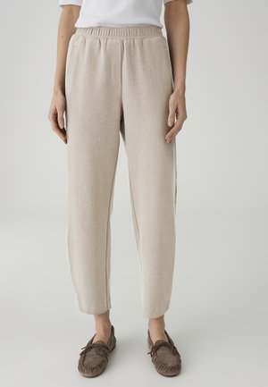 OPUS CITY PANTS IN FINE MELANGE LOOK - Trousers - soft oat