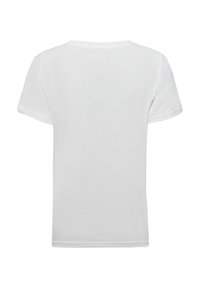 Witte T-shirt met korte mouwen, gemaakt van zachte katoen, met een ronde hals en een gladde textuur, zonder zichtbare patronen of accenten.