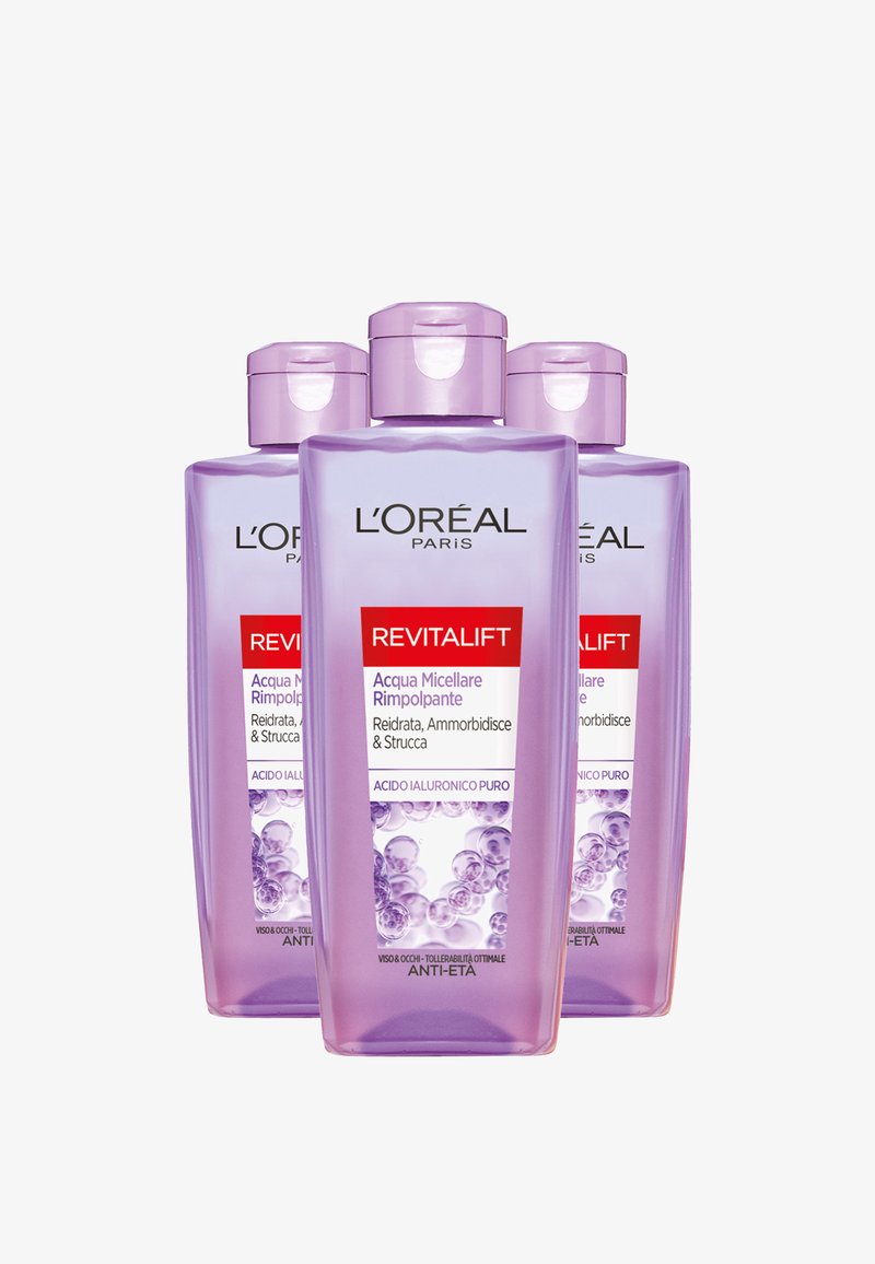 L'Oréal Paris - ACQUA MICELLARE RIMPOLPANTE REVITALIFT FILLER, AZIONE DETERGENTE ANTI-ETÀ CON ACIDO IALURONICO PURO, 200 ML - 3 PACK - Olio detergente, Ingrandire