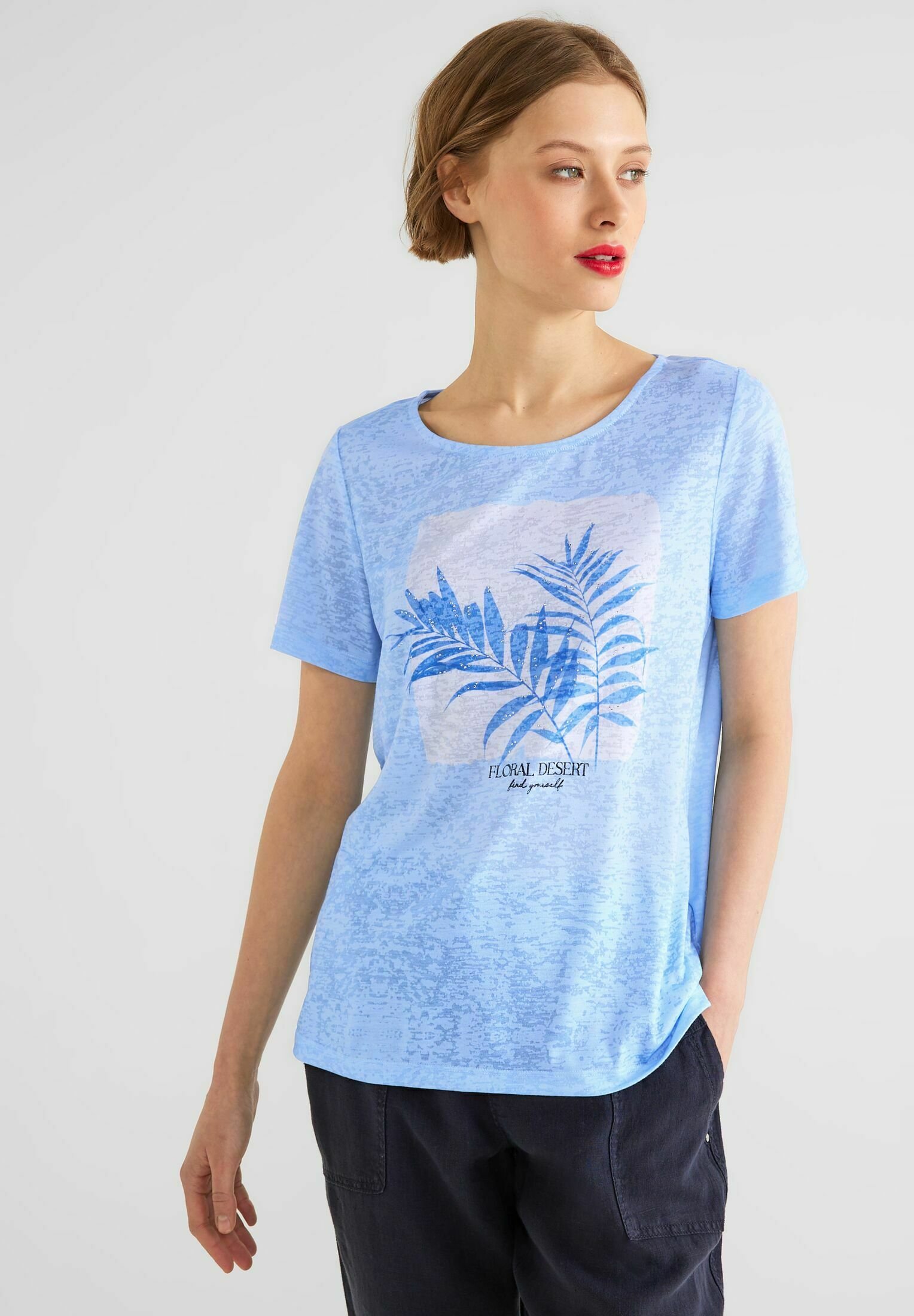Street One Maglietta Donna Con Stampa Foil Part Print - Blu Profondo, Taglia 44