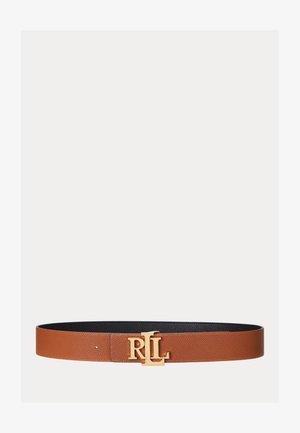 Lauren Ralph Lauren, LOGO REVERSIBLE PEBBLED WIDE BELT - Колан - black/brown