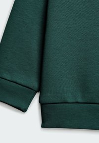 Zielona bawełniana bluza z prążkowanymi mankietami i dołem, teksturowaną tkaniną oraz luźnym krojem z estetycznym wykończeniem.