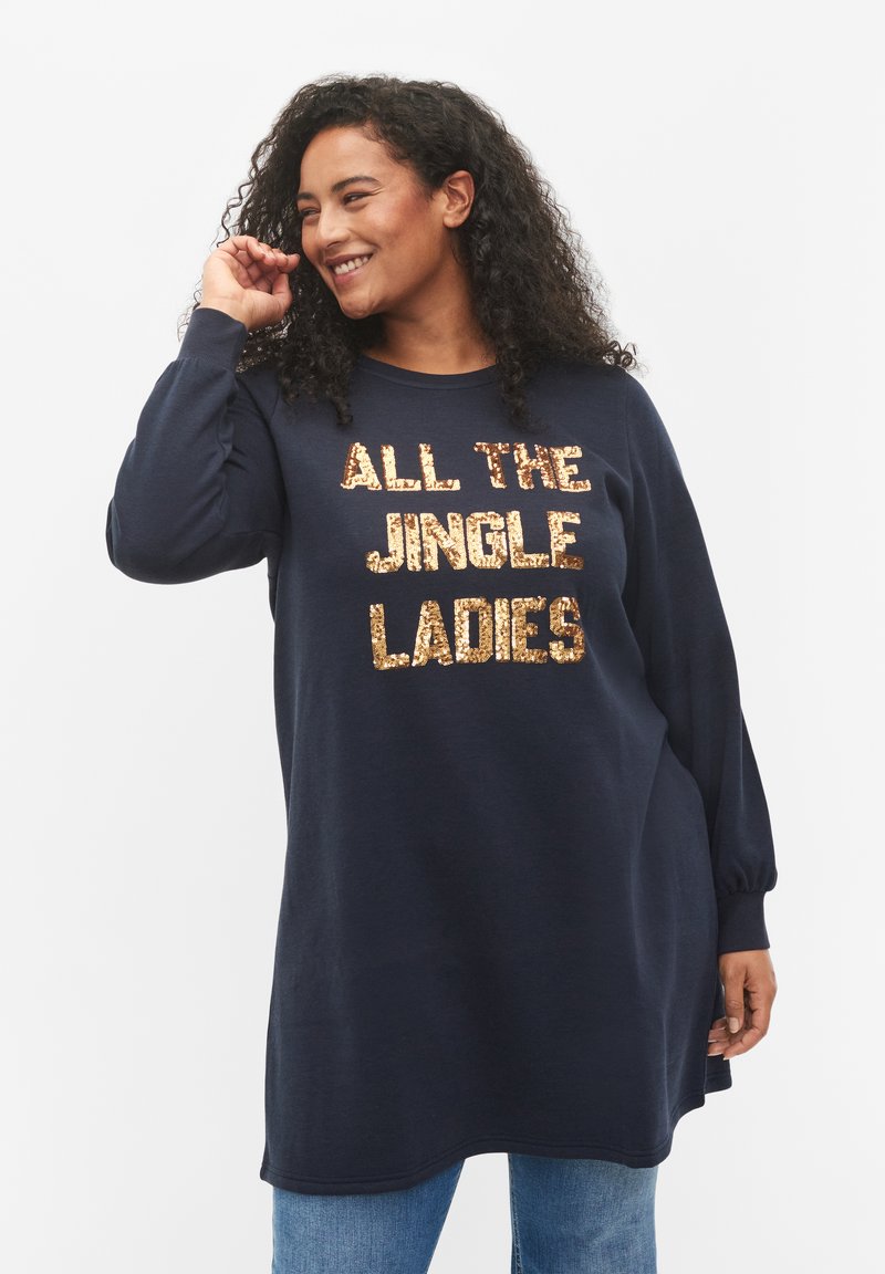 Zizzi CHRISTMAS Strickkleid night sky jingle/blau Zalando.ch