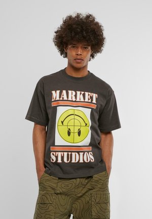 Market MARKET SMILEY FOCUS - Tričko s potlačou - washed black