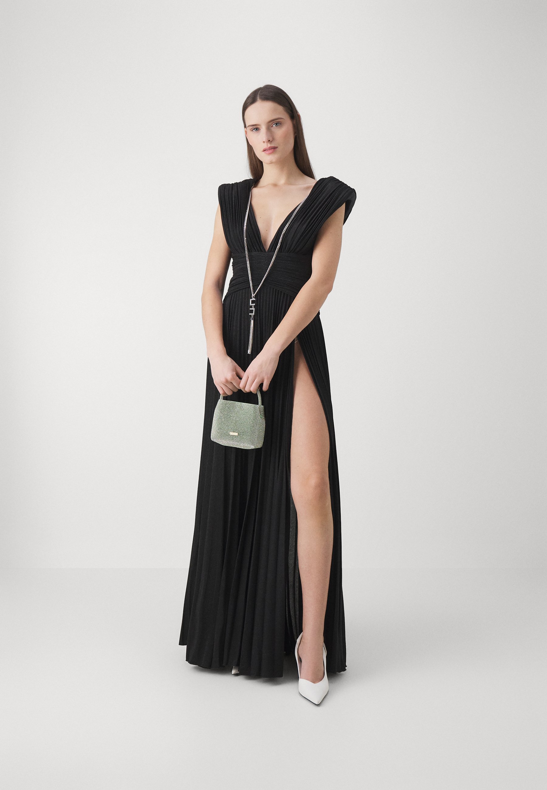 Robe Noire Et Orange Elisabetta FRANCHI En Viscose - Taille 40/IT (S/M) - Occasion Très Bon état