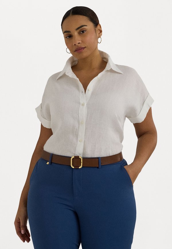 TISSUE LINEN SHORT SLEEVE SHIRT - Button-down blouse