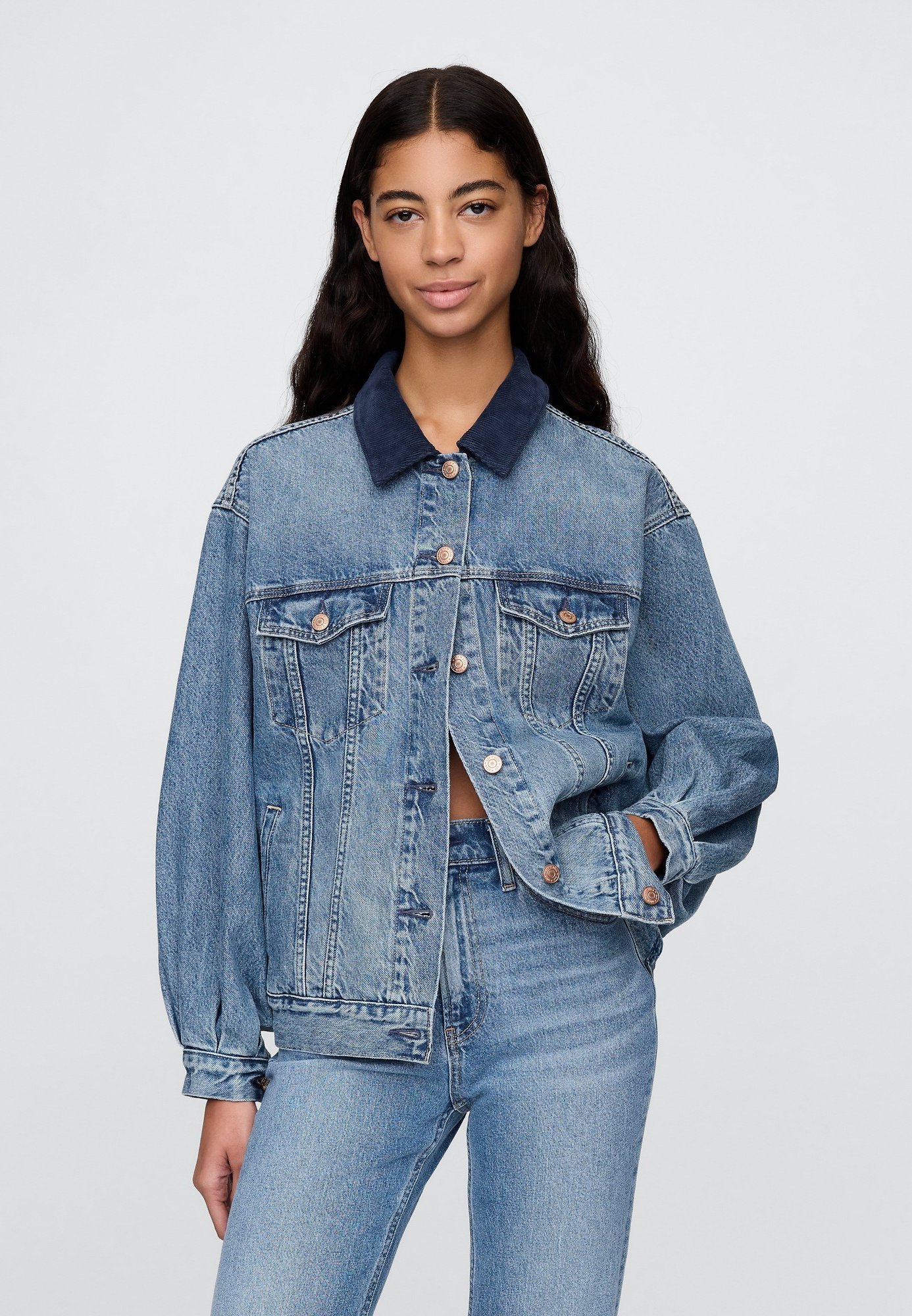 GAP GAP X DOEN JACKET - Denim jacket - washed medium blue/blue 
