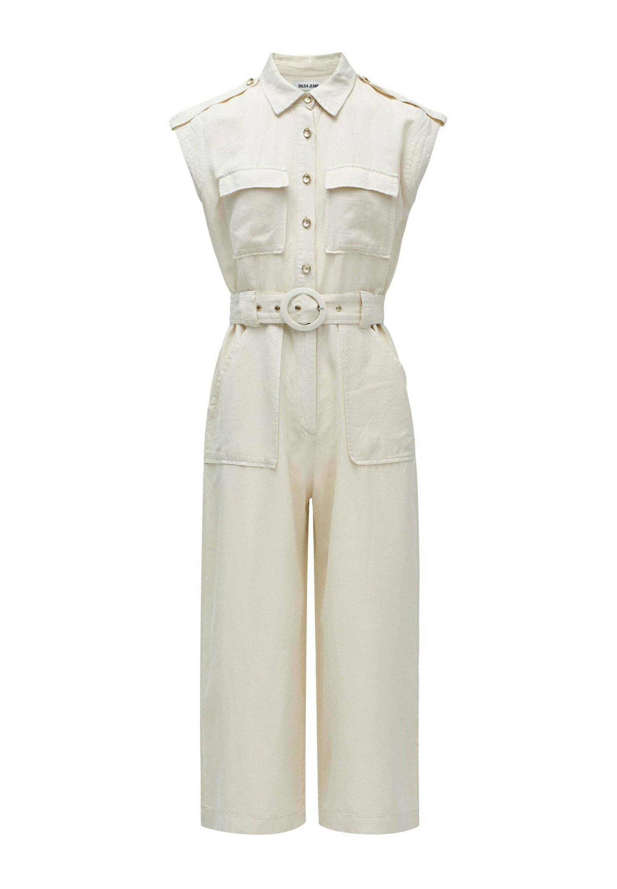 Beige Jumpsuit With Denim Jacket Black Jumpsuit With Beige Blazer