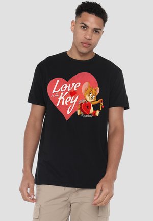 Cotton Soul, TOM AND JERRY VALENTINE'S DAY LOVE IS THE KEY - Print T-shirt - black