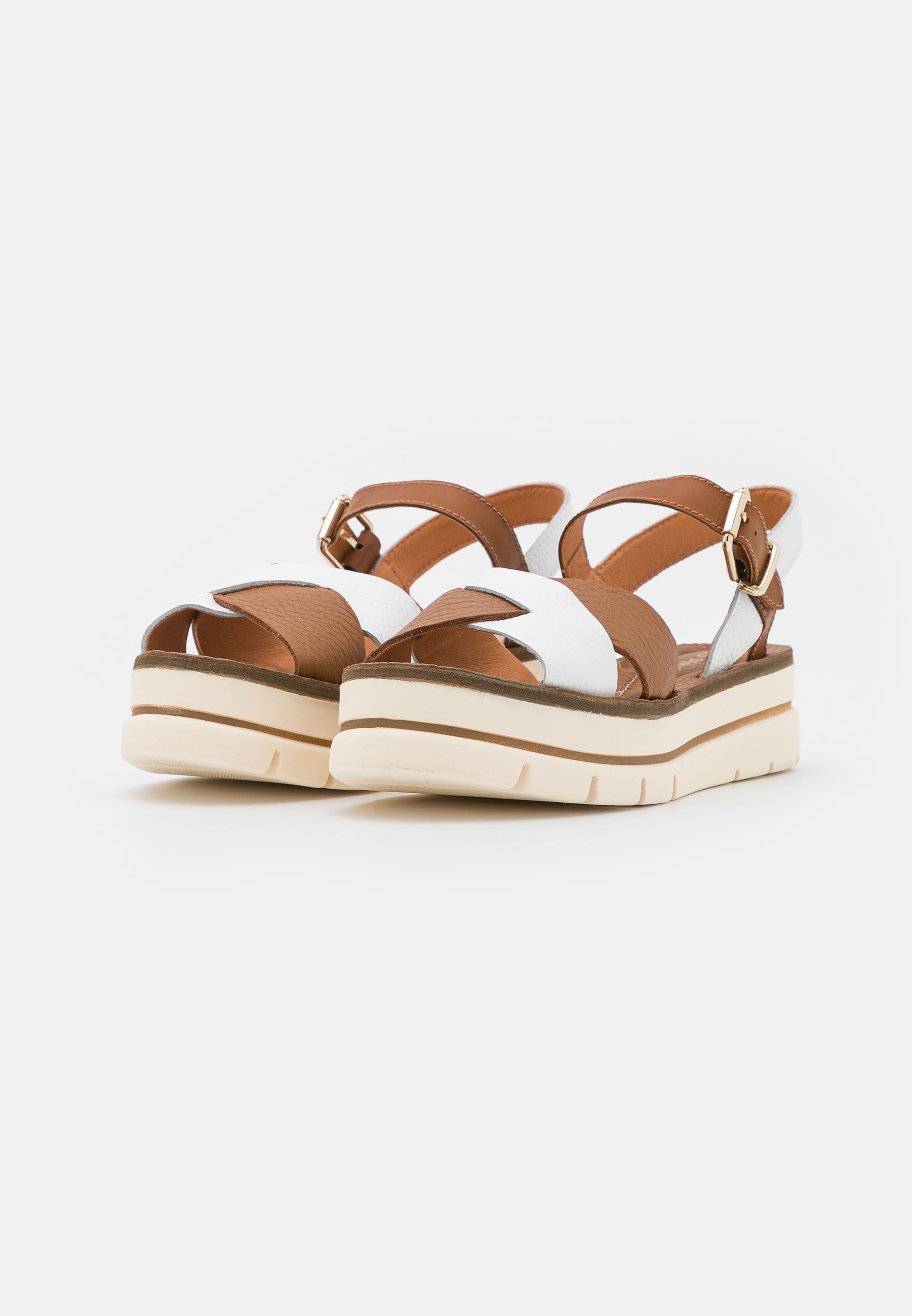 Pedro Miralles Sandalias con plataforma - blanco/tabaco/blanco - Zalando.es