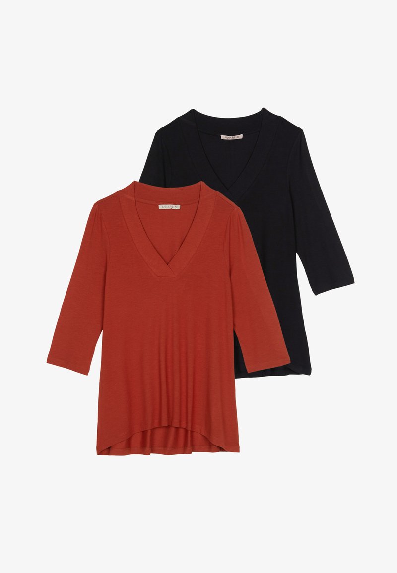 Anna Field 2 PACK - Μπλούζα με μακριά μανίκια - red/black
