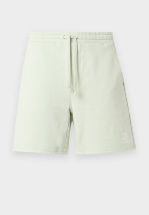 Lys grønne casual shorts med elastisk midjebånd, snøring, sidelommer og liten logo på nederste venstre ben.