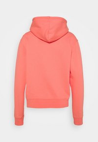 Felpa con cappuccio color rosa corallo con coulisse, polsini e orlo a coste. Realizzata in morbido tessuto misto cotone, con una texture liscia.