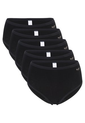 Culotte nere a vita alta realizzate in tessuto morbido, con una cintura liscia e un discreto accento di logo. Set di cinque paia.