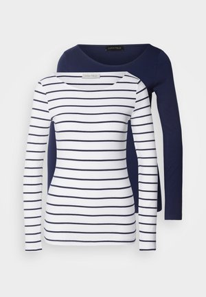 2 PACK - Long sleeved top - white/navy