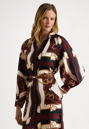 EQUESTRIAN-PRINT TWILL MIDI SHIRTDRESS - Robe chemise - navy/cream