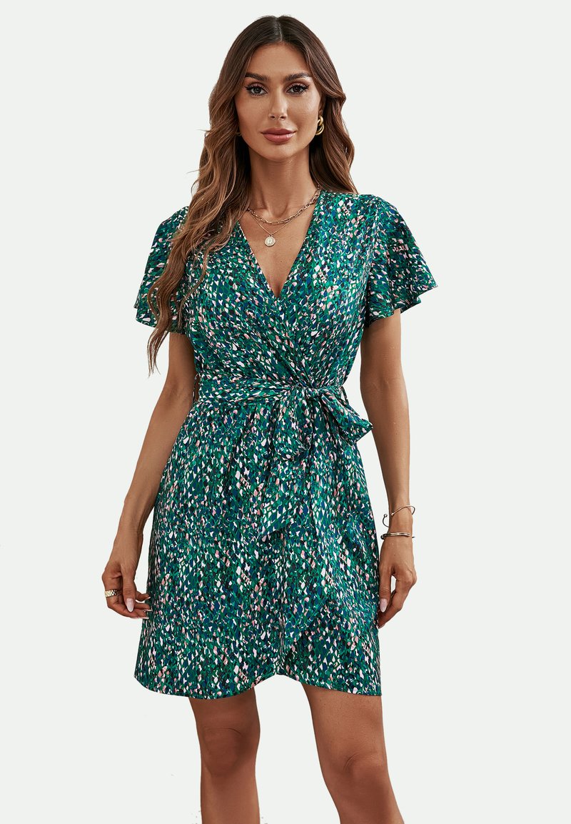 FS Collection SLEEVE WRAP MINI Day dress green Zalando.de