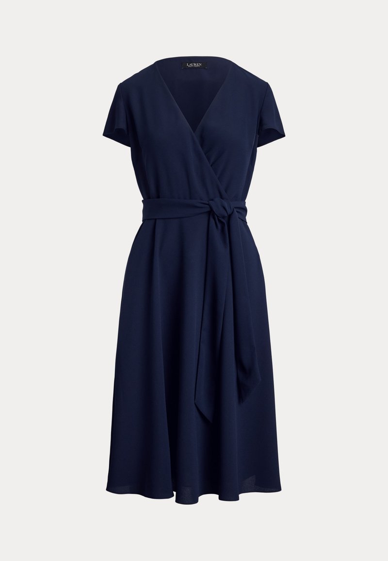 navy blue dress ralph lauren Lauren BELTED VELVET SURPLICE - Day dress Slightly dropped shoulders WOMENS DRESS Shades of Pink Full Frame Style:No Frame