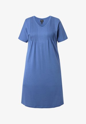 Ulla Popken, SHORT SLEEVE V-NECK JERSEY DRESS - Vestido ligero - atlantic blue