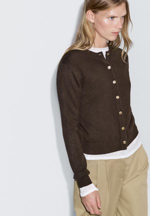 Cardigan - mottled dark brown