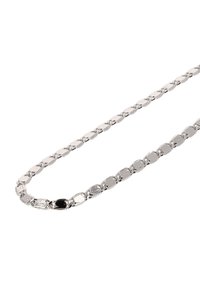 Stříbrný náhrdelník z řetízku se oválnými články s lesklým povrchem. Hladký povrch a uniformní design s bezpečným zapínáním.