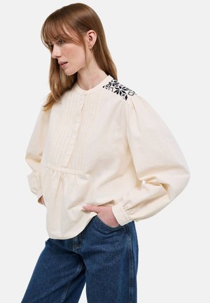 MANCHES LONGUES BRODÉE CONTENANT DU - Blouse - marine