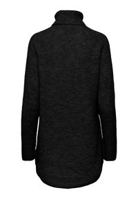 Schwarzer Strickpullover mit hohem Stehkragen. Verfügt über lange Ärmel und einen leicht geschwungenen Saum hinten für eine lockere Passform.