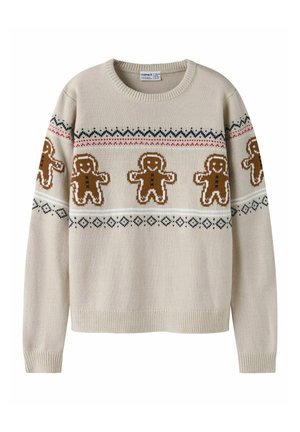 Name it, KNITTED PULLOVER CHRISTMAS UNISEX - Пуловер - white