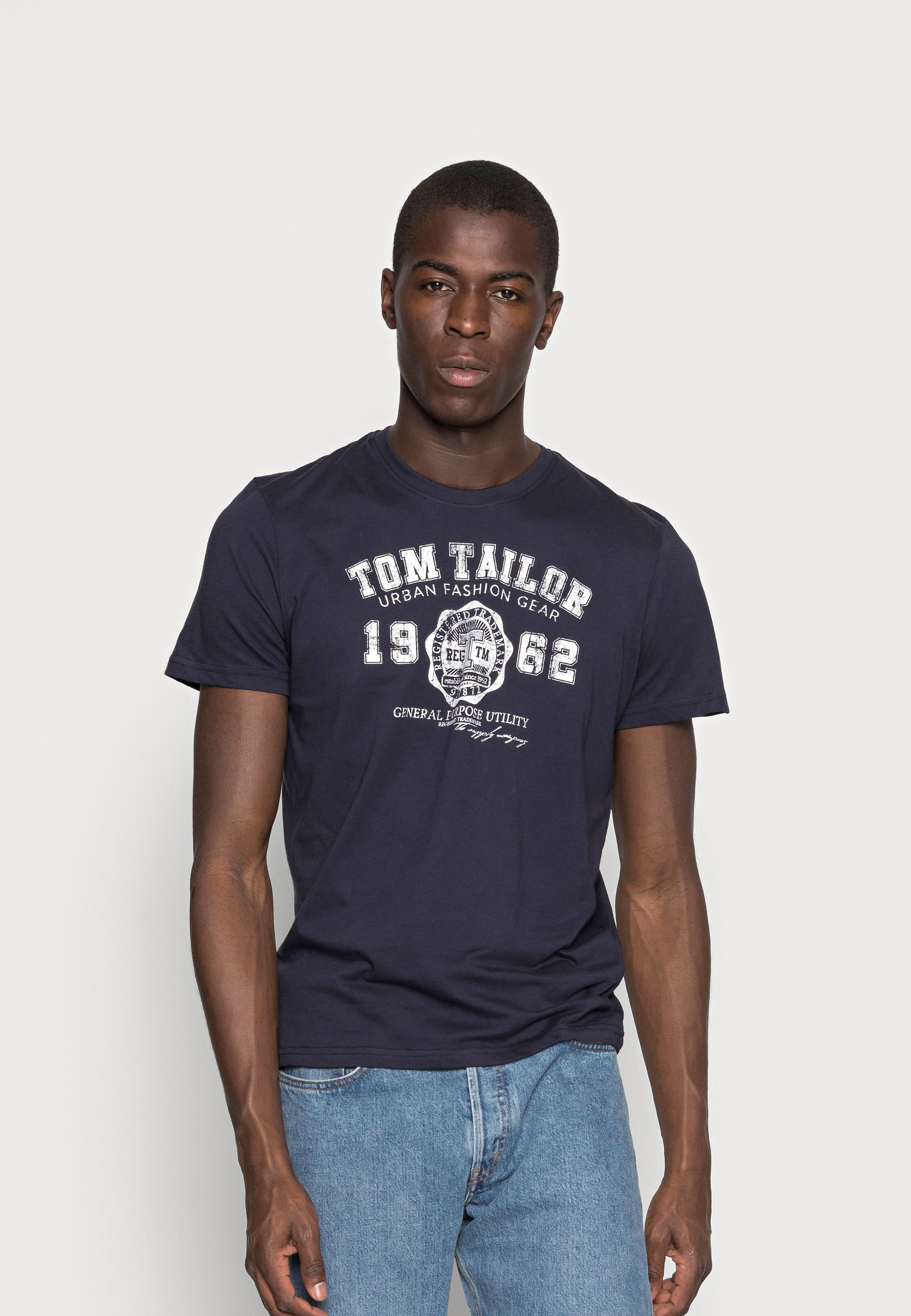 TOM TAILOR LOGO - Print T-shirt - navy blue/dark blue - Zalando.de