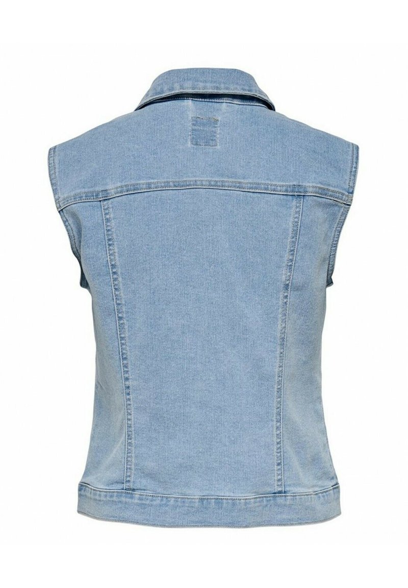 Gilet Donna Senza Maniche In Denim - Scollo A V Con Bottoni, In Viscosa E Poliestere, Casual - Foto 3