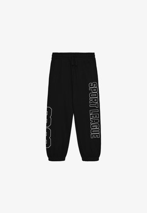 Terranova, PANTALONI TUTA LUNGHI CON STAMPA COLLEGE - Pantaloni sportivi - nero