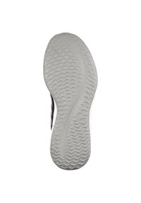 Suola della scarpa con superficie in gomma testurizzata, caratterizzata da un motivo a zigzag e un bordo bianco solido, progettata per trazione e durata.