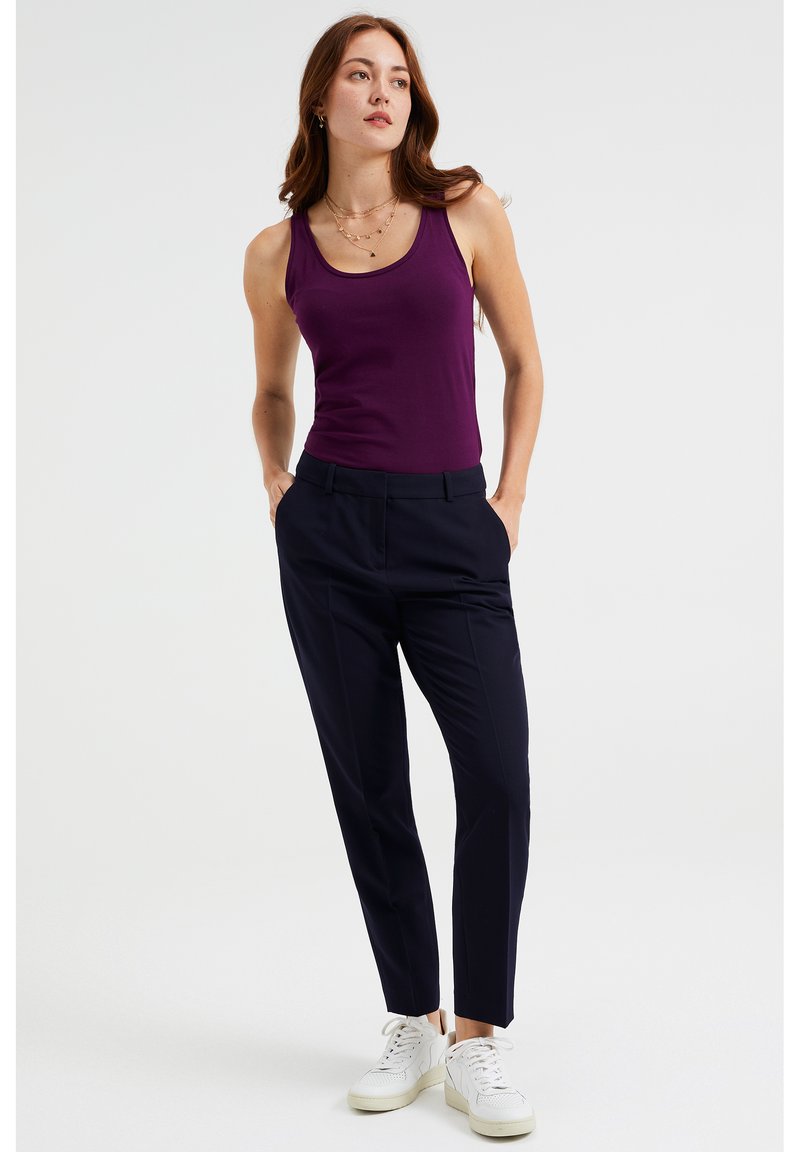 Débardeur en satin pour femme avec col en V sans manches Noir, violet, S