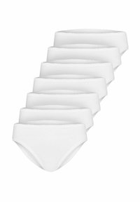 Weiße Baumwollunterhosen im Sparpack mit acht Stück. Sie verfügen über eine glatte Textur, ein tief sitzendes Design und einen weichen, elastischen Bund ohne sichtbares Branding.