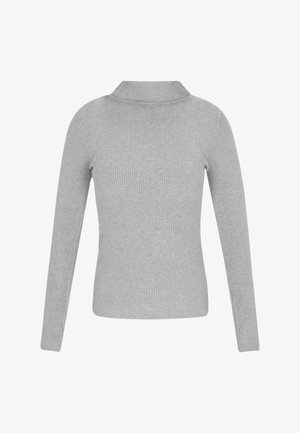 Pilkai juostuotas ilgomis rankovėmis kafa su aukštu kraštu. Savybės - prigludusi forma ir lygi tekstūra visame paviršiuje.