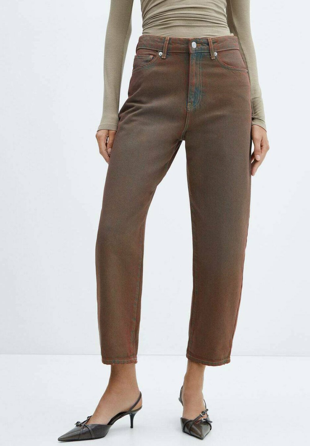 Pantalon Mango Pour Femme - Taille 38 - Coupe Droite - Bleu - 96% Coton - Occasion TB
