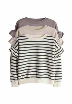 3 PACK RELAXED FRILL SLEEVE - Sweatshirt - brown/cream stripe