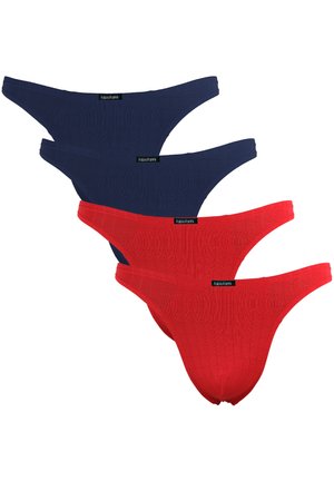 4ER PACK HERREN STRING TANGA ENG ANLIEGEND STRETCH - Slip -  blau/rot