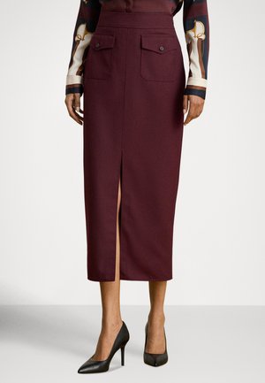 WOOL-BLEND TWILL PENCIL MIDI SKIRT - Pencil skirt - dark garnet