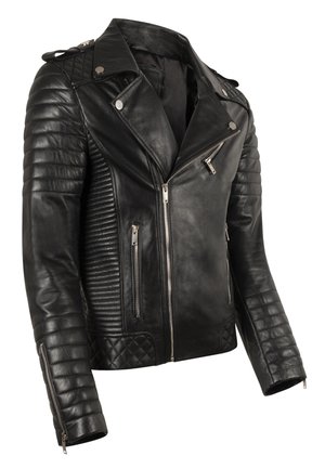 PERFECTO - Lederjacke - black with light silver accessories