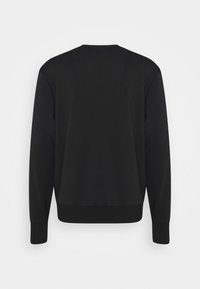Sweat-shirt noir à manches longues avec col rond, poignets et ourlet côtelés, présenté de dos sur un fond blanc uni.