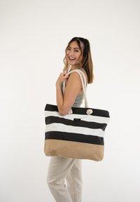 Larkson NO 1 - BEACH BAG - Bevásárlótáska - schwarz gestreift