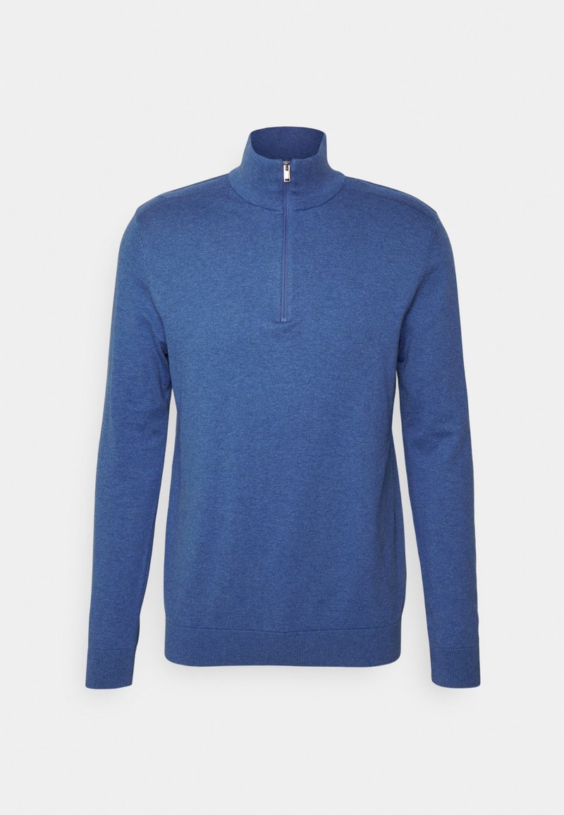 True Datail Selected SLHBERG HALF ZIP - Jumper - true navy detail melange/dark blue ...