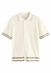 Next - SHORT SLEEVE TIPPED BUTTON THROUGH - Marškiniai - ecru white Miniatiūros vaizdas 1