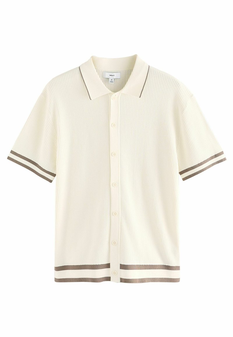 Next - SHORT SLEEVE TIPPED BUTTON THROUGH - Marškiniai - ecru white, Padidinti
